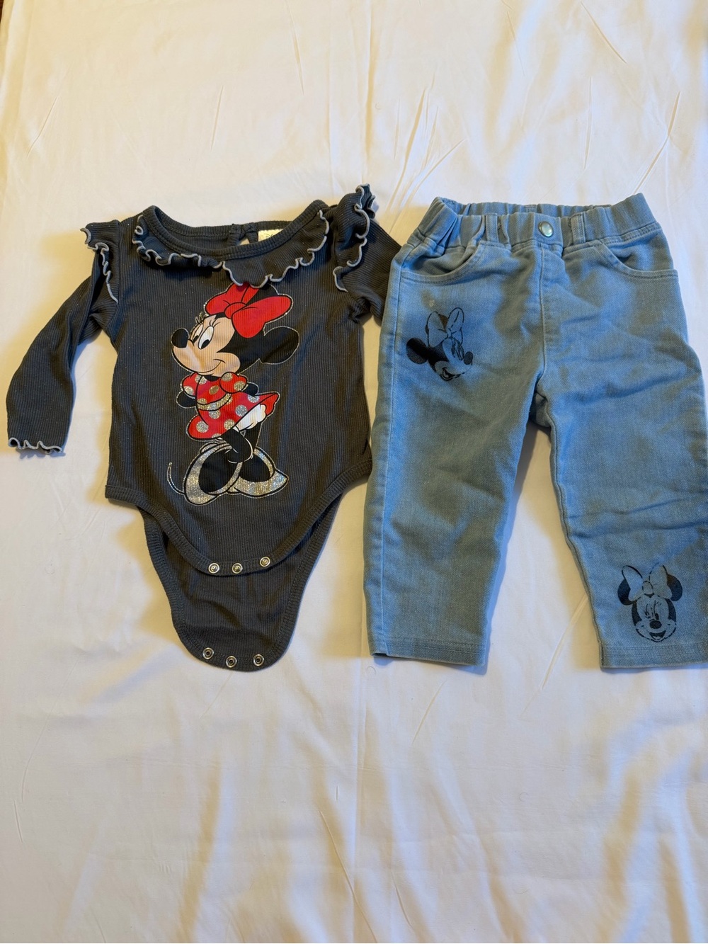 Minnie Mouse Baby Bodysuit & Pants Set - Black & Light Blue